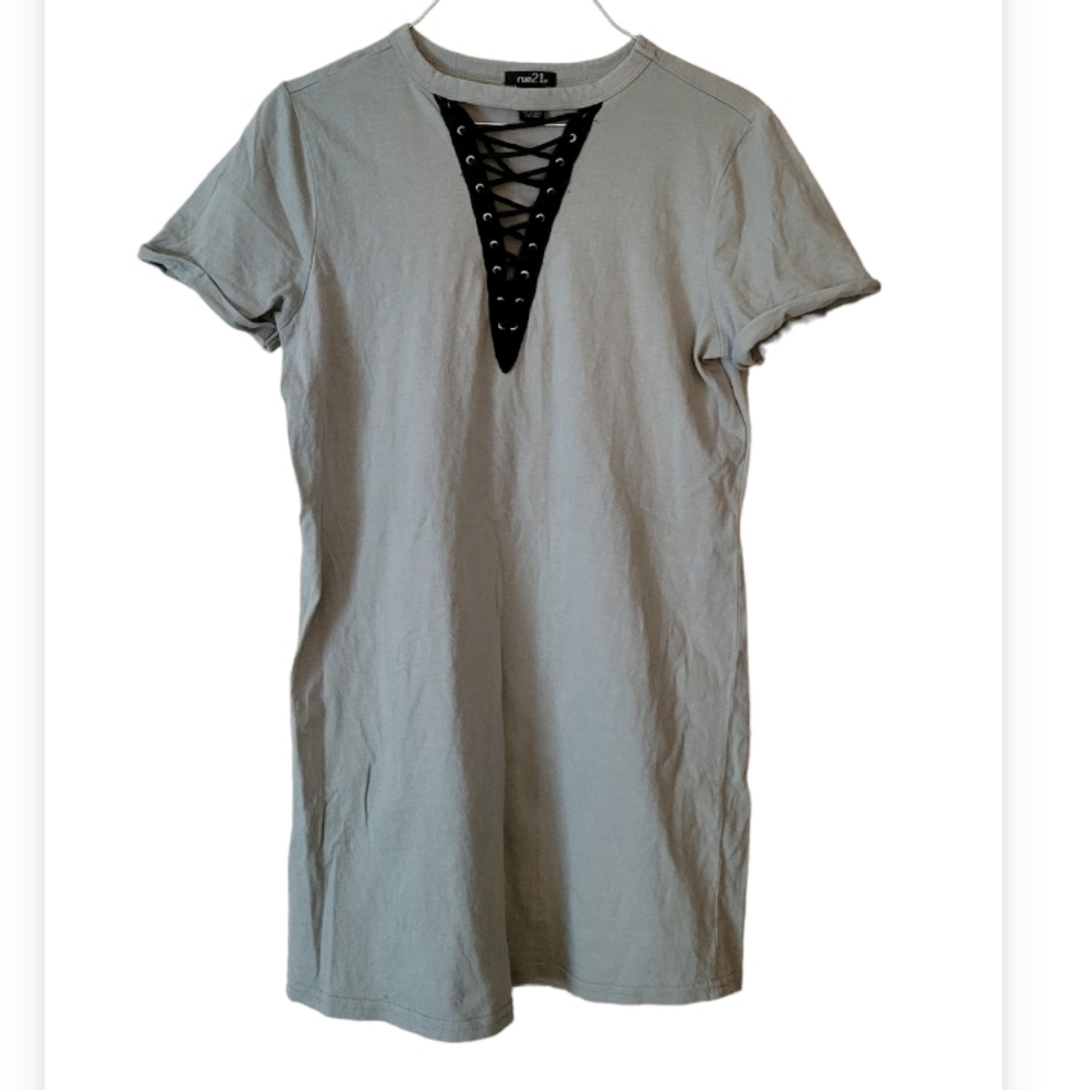 T shirt dress with cuffed sleeves